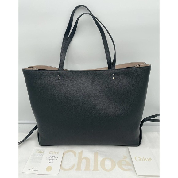 $1690 NEW CHLOE BLACK LEATHER TOTE BAG SHOPPER PURSE NWT - Picture 6 of 13